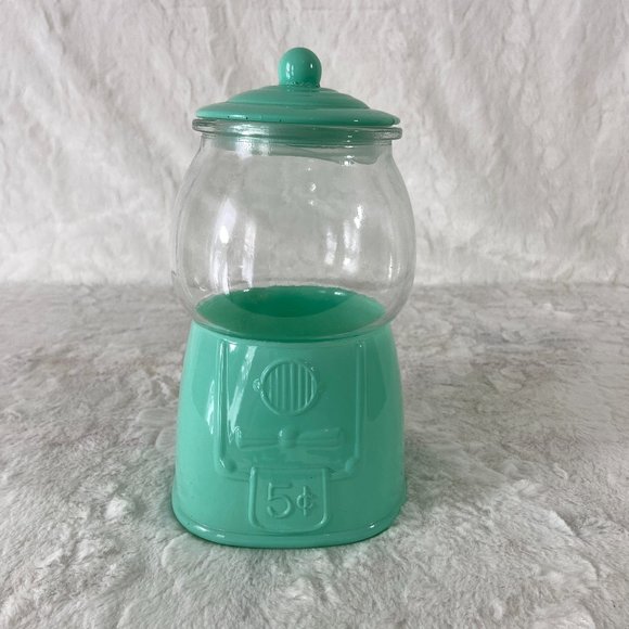 Hobby Lobby Accents Vintage Look Bistro Glass Gumball Machine Canister Cookie Jar Teal